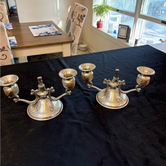 Vintage Pewter Chamberstick Candle Holder Set of 2 - Picture 8 of 13